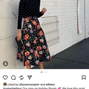 HUNTER BELL Floral A-Line Skirt in Black and Red